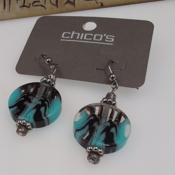 Sedona Sunset Chico's Statement Turquoise and Brown Beaded Necklace Set - Picture 4 of 9